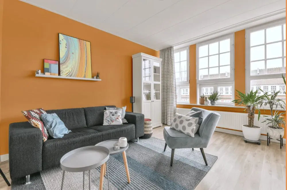 Sherwin Williams Exciting Orange living room walls