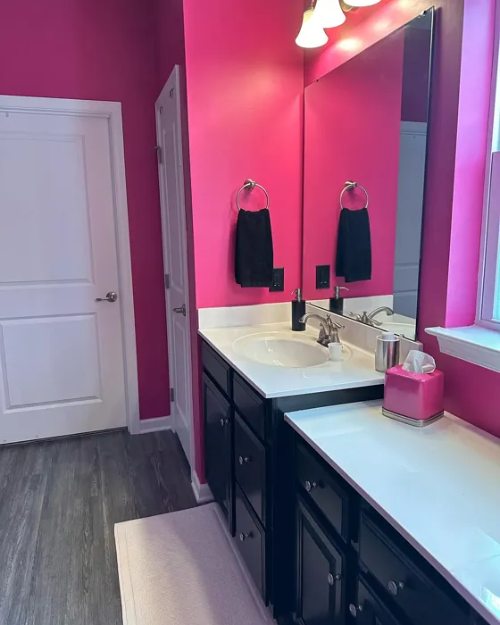 SW Exuberant Pink bathroom color review