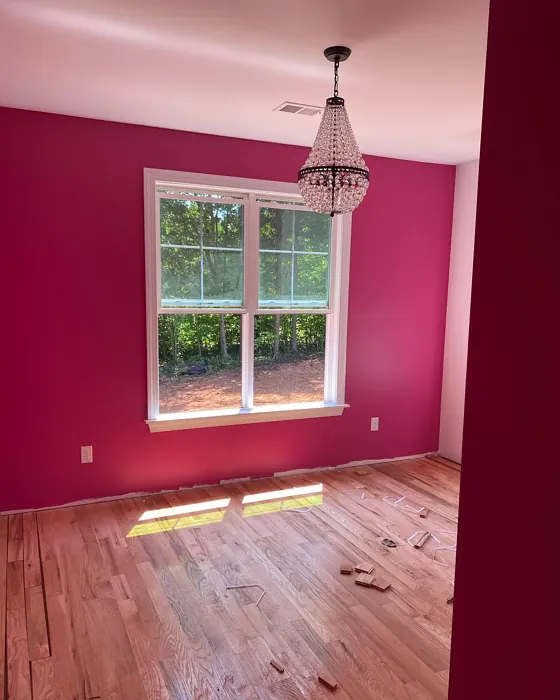 Sherwin Williams Exuberant Pink accent wall color
