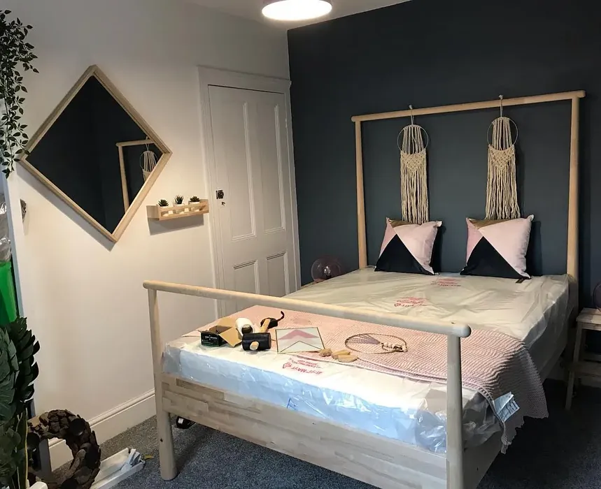 Dulux Faded Indigo boho bedroom interior