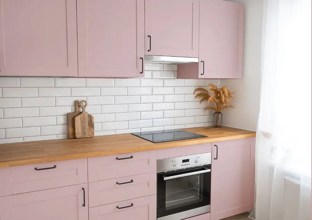 Sherwin Williams Fading Rose kitchen cabinets
