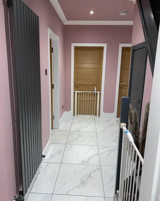 Farrow and Ball Cinder Rose hallway Farrow and Ball Cinder Rose hallway