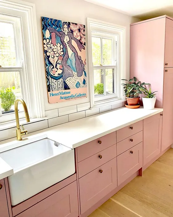 Pink kitchen cabinets Farrow and Ball Cinder Rose