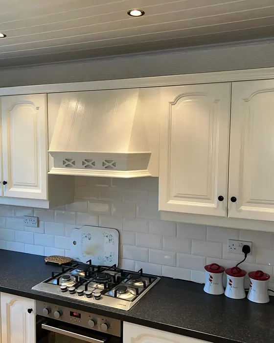 Farrow and Ball Dimity cozy kitchen cabinets paint review