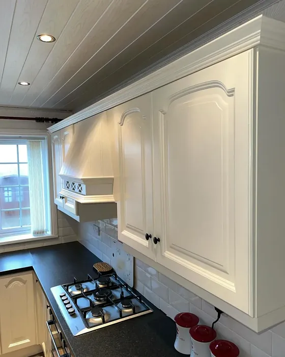 Farrow and Ball Dimity cozy kitchen cabinets picture