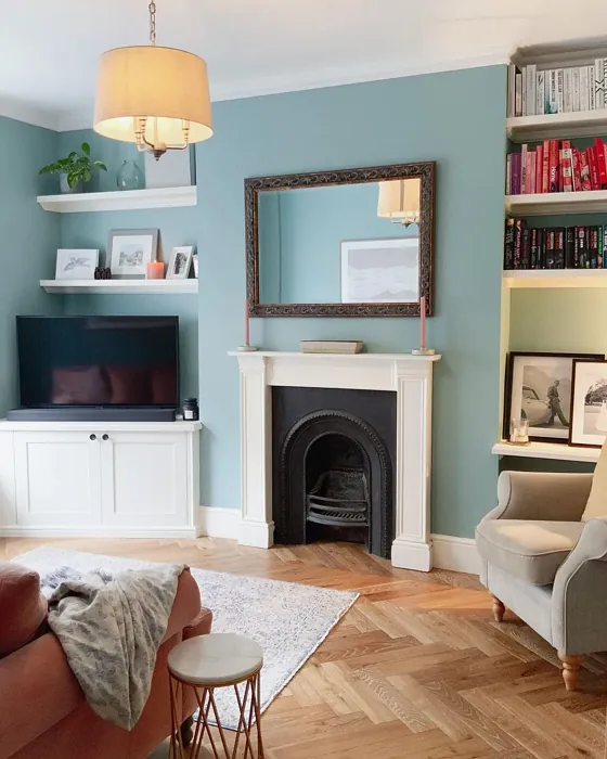 Dix Blue living room fireplace paint