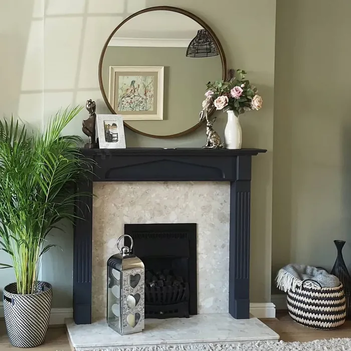French Gray living room fireplace paint