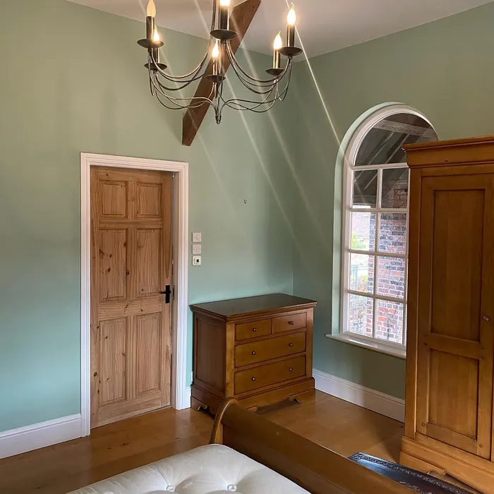 Farrow and Ball Green Blue modern bedroom 