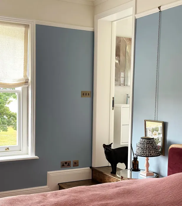 Farrow and Ball Lulworth Blue bedroom interior