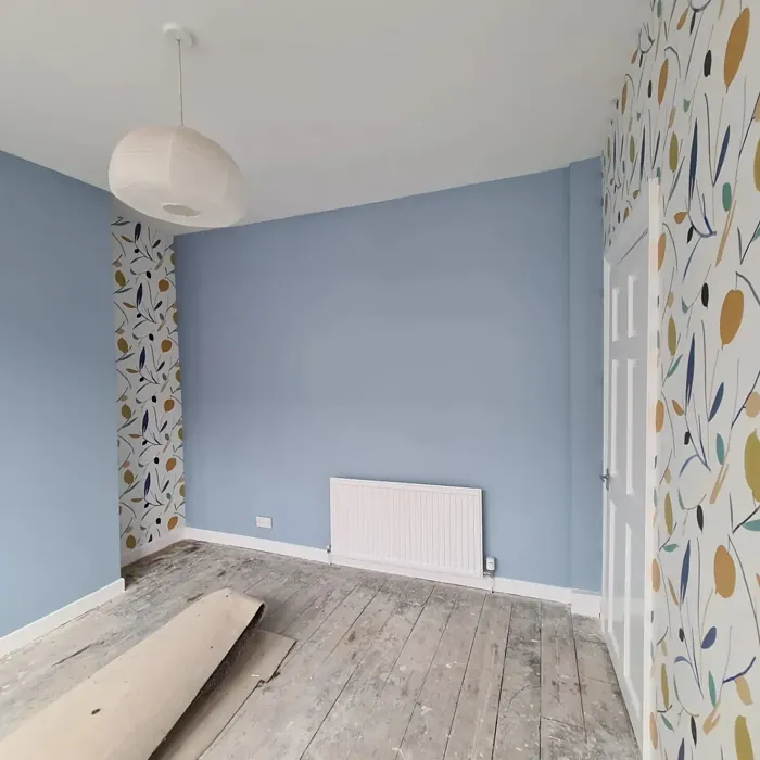 Lulworth Blue living room interior with wallpapers