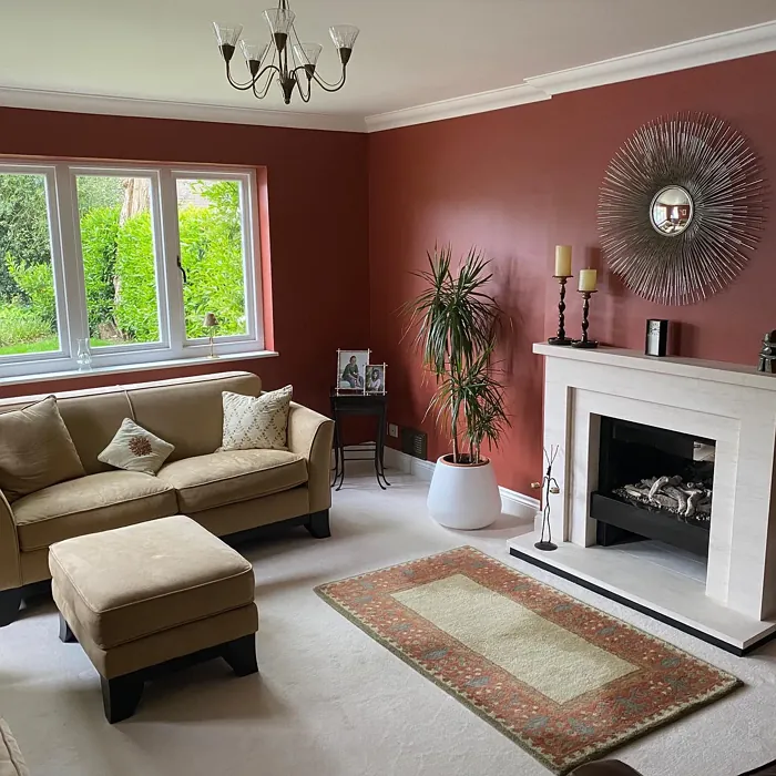 Farrow and Ball Picture Gallery Red 42 living room fireplace