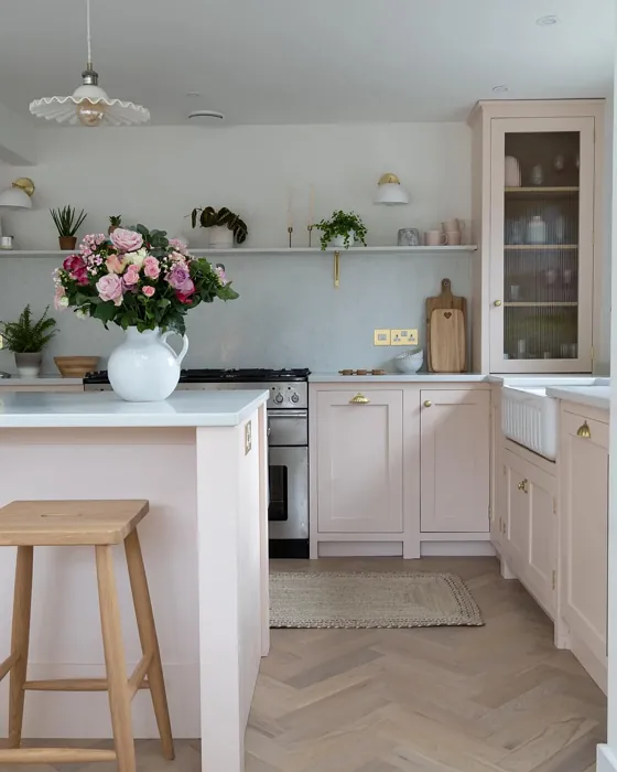 Farrow and Ball Pink Ground 202 kitchen cabinets