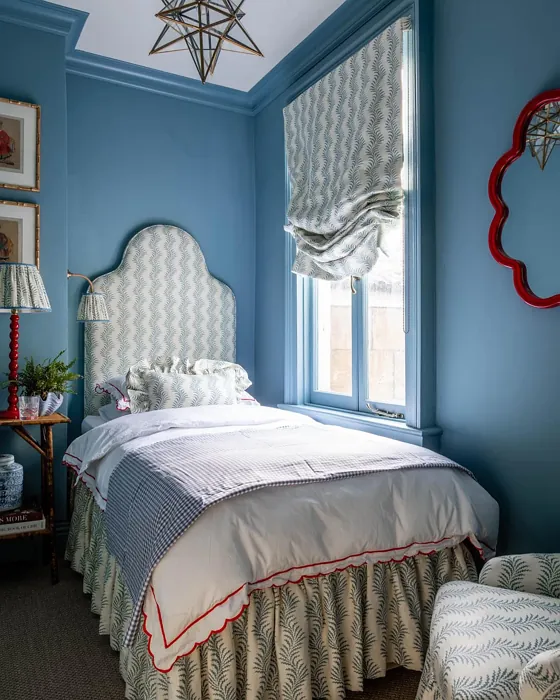 Farrow and Ball Stone Blue bedroom interior