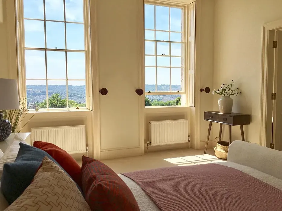 Farrow and Ball White Tie cozy bedroom interior