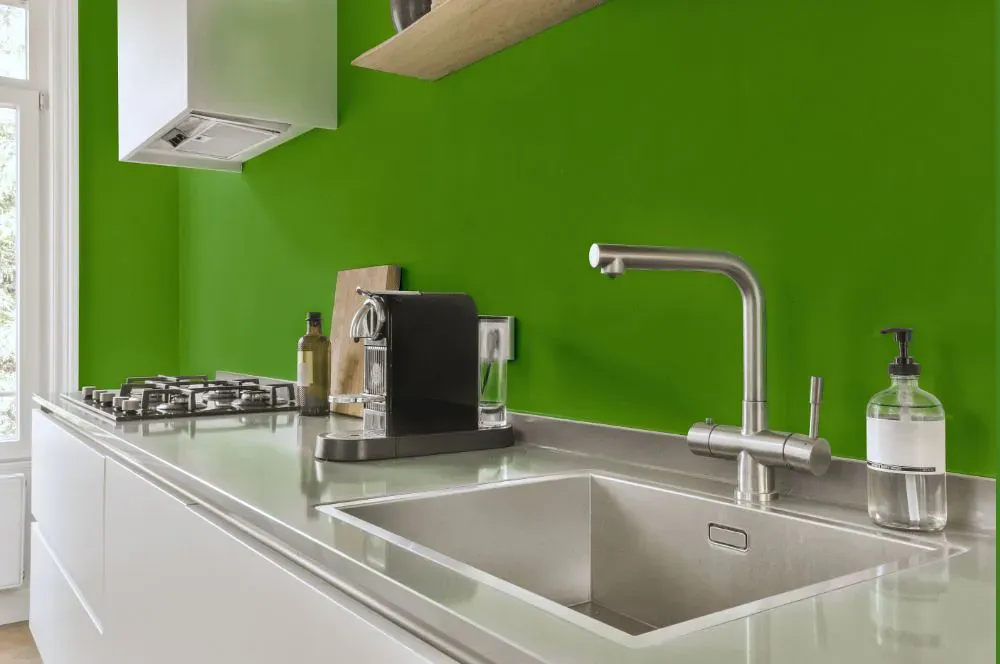 Sherwin Williams Festival Green kitchen painted backsplash