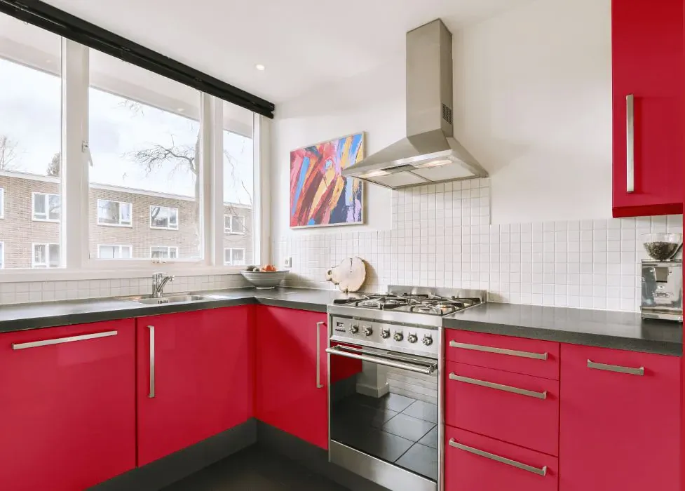 Sherwin Williams Feverish Pink kitchen cabinets