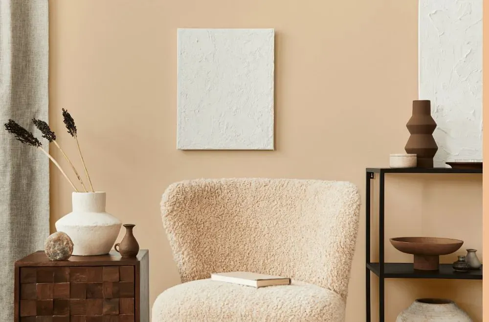 Sherwin Williams Flattering Peach living room interior