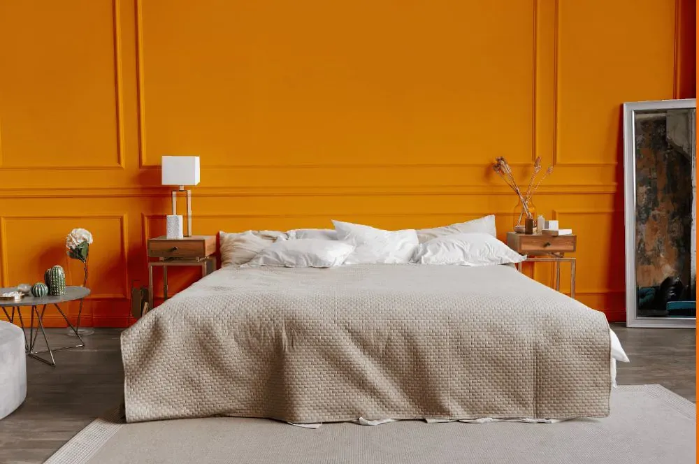 Sherwin Williams Forceful Orange bedroom