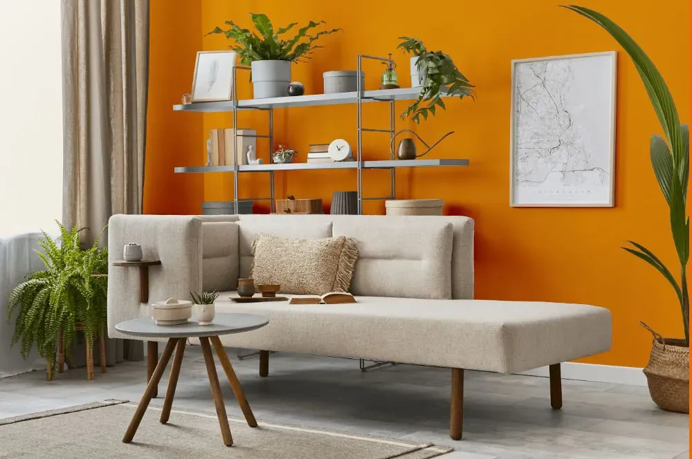 Sherwin Williams Forceful Orange living room