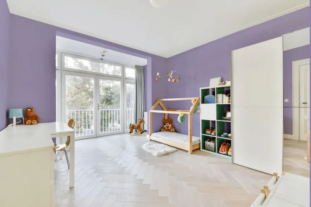 Sherwin Williams Forever Lilac kidsroom interior, children's room