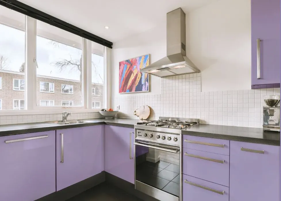 Sherwin Williams Forever Lilac kitchen cabinets