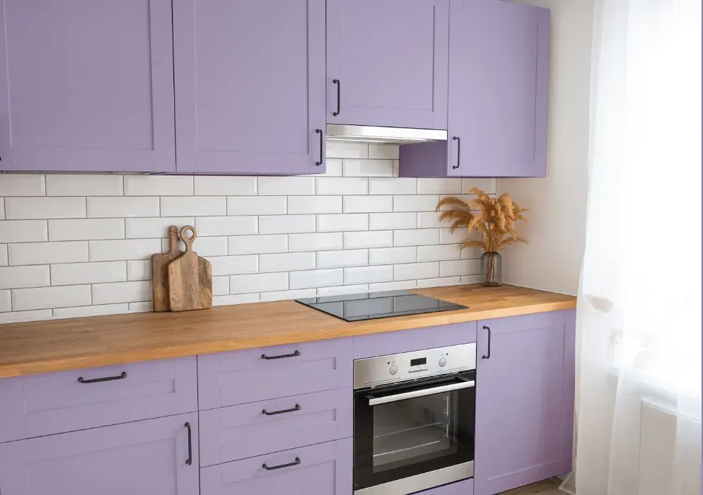 Sherwin Williams Forever Lilac kitchen cabinets