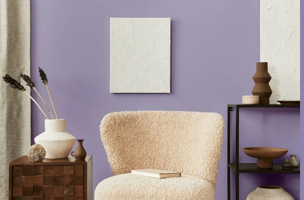 Sherwin Williams Forever Lilac living room interior