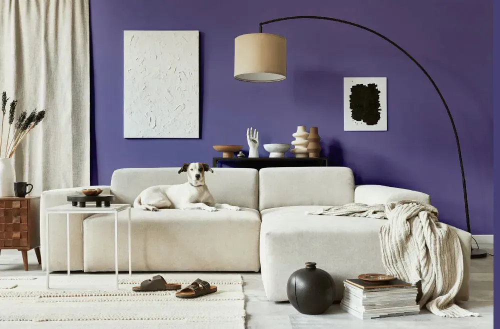 Sherwin Williams Forget-Me-Not cozy living room