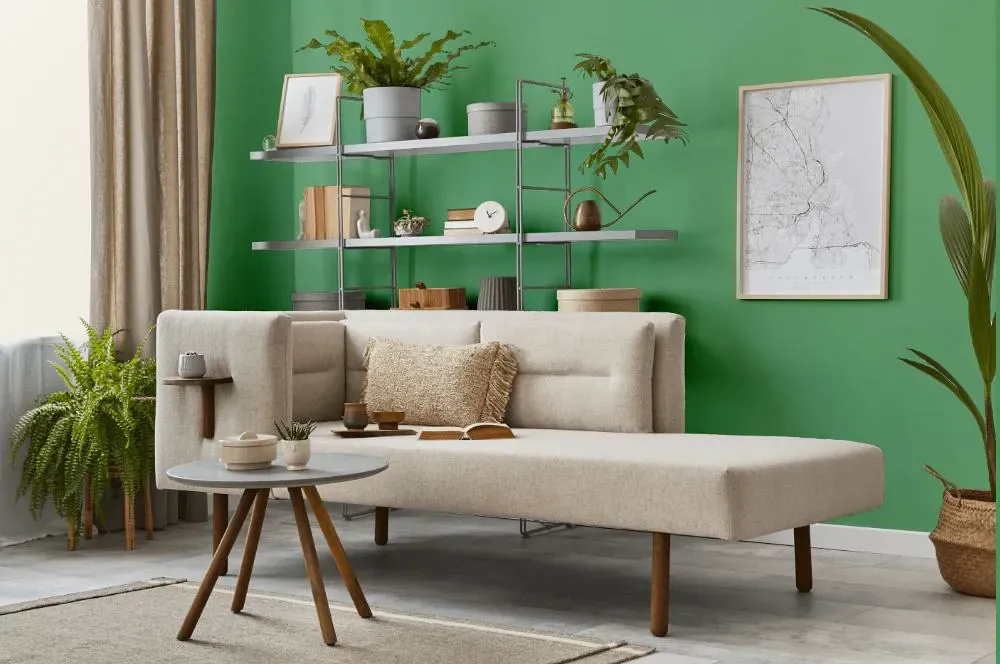 Sherwin Williams Frosted Emerald living room