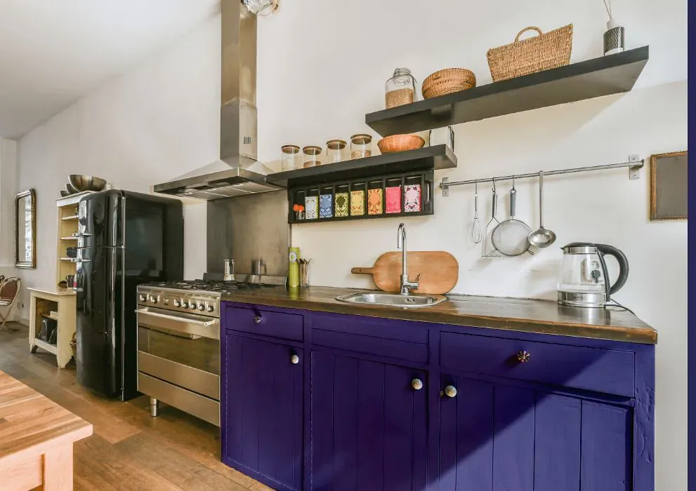 Sherwin Williams Fully Purple kitchen cabinets