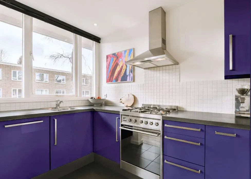 Sherwin Williams Fully Purple kitchen cabinets