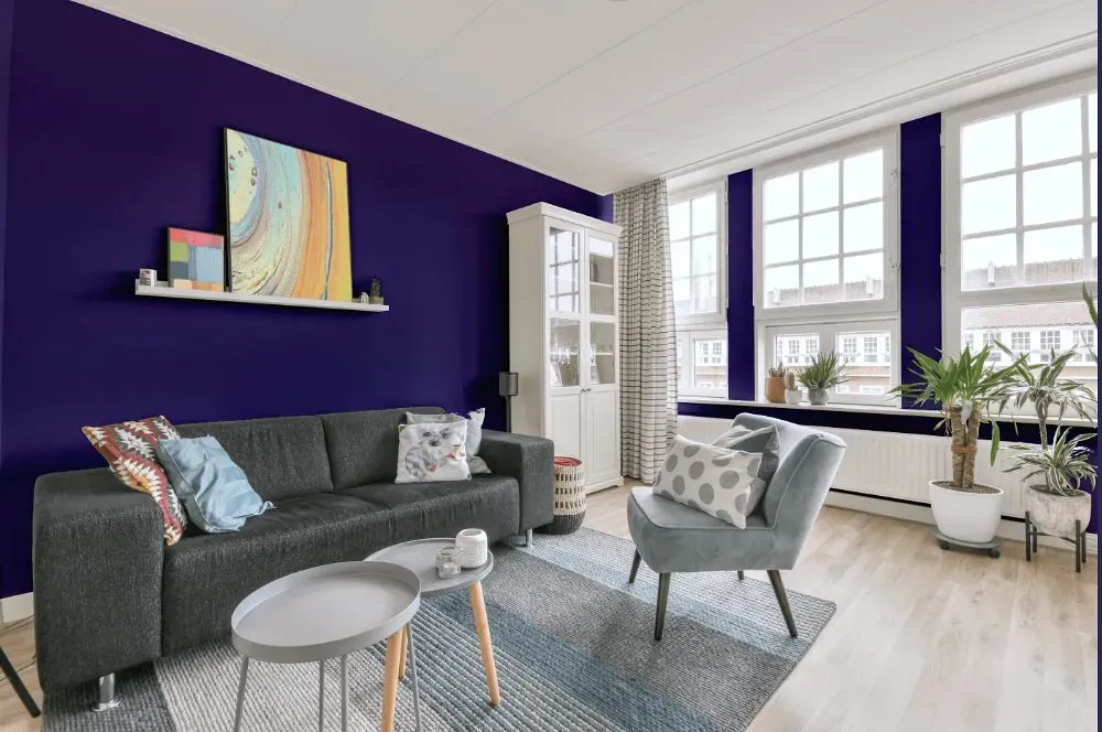 Sherwin Williams Fully Purple living room walls