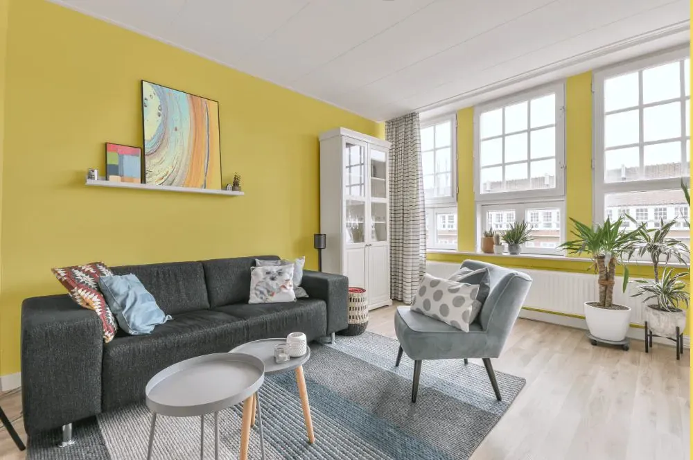 Sherwin Williams Fun Yellow living room walls