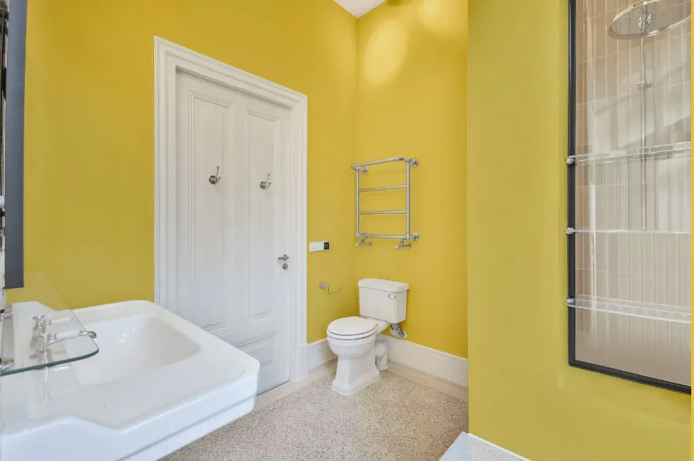Sherwin Williams Funky Yellow bathroom
