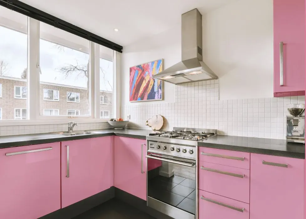 Sherwin Williams Fussy Pink kitchen cabinets
