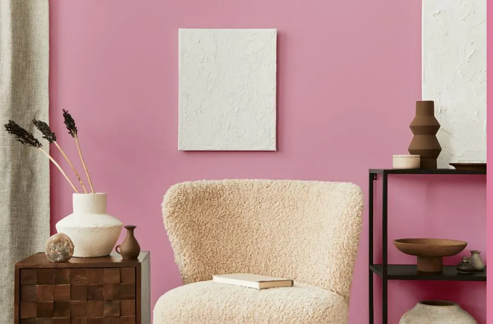 Sherwin Williams Fussy Pink living room interior