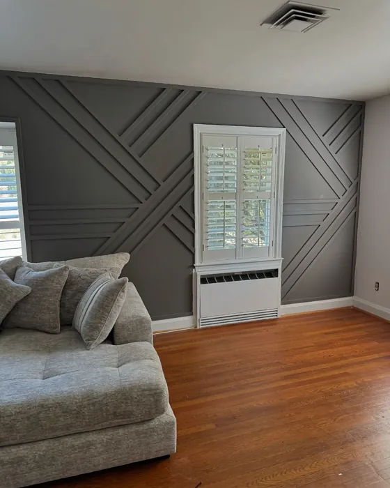 Sherwin Williams Gauntlet Gray living room 