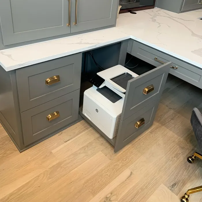 Gauntlet Gray painted cabinets 