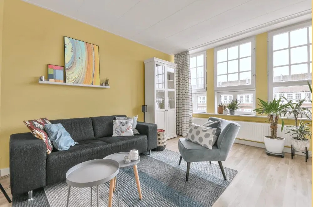 Sherwin Williams Glad Yellow living room walls