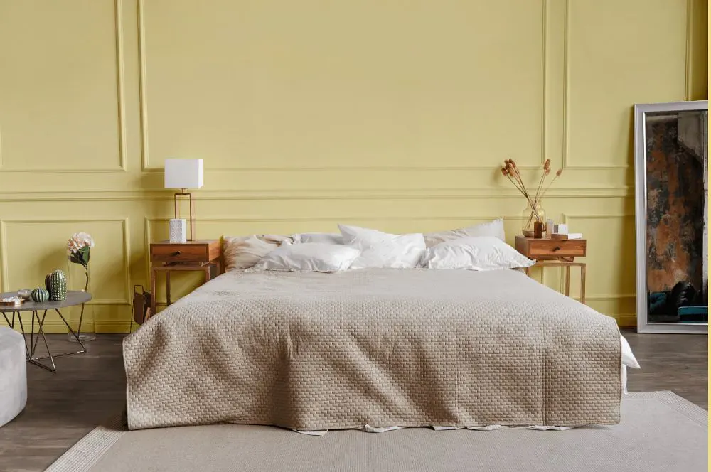 Sherwin Williams Glisten Yellow bedroom