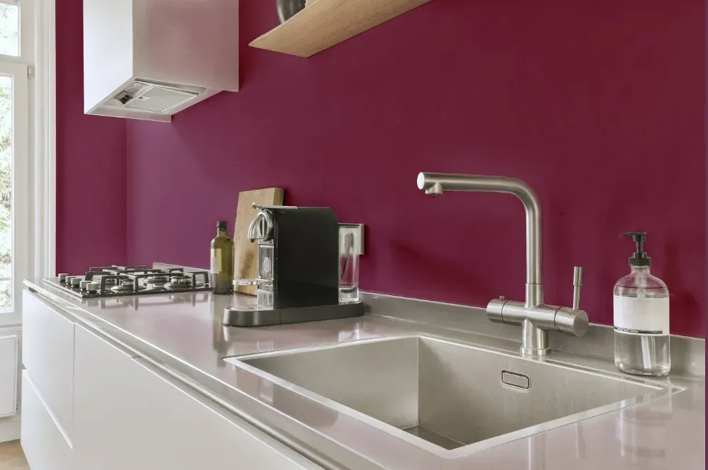 Sherwin Williams Grandeur Plum kitchen painted backsplash