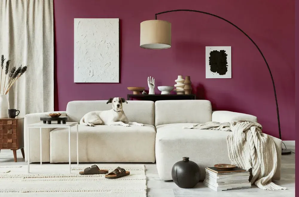 Sherwin Williams Grandeur Plum cozy living room