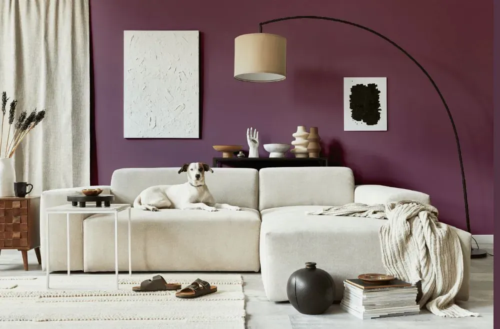 Sherwin Williams Grape Harvest cozy living room