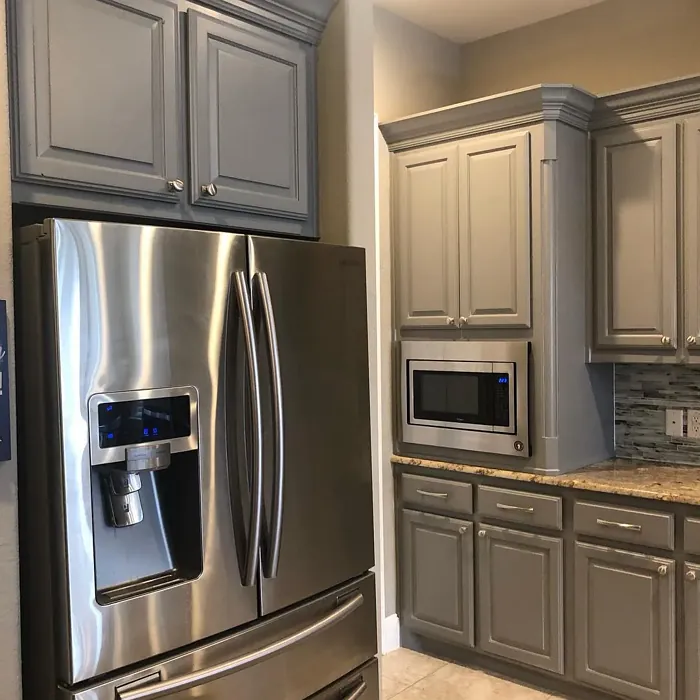 SW Gray Shingle kitchen cabinets color