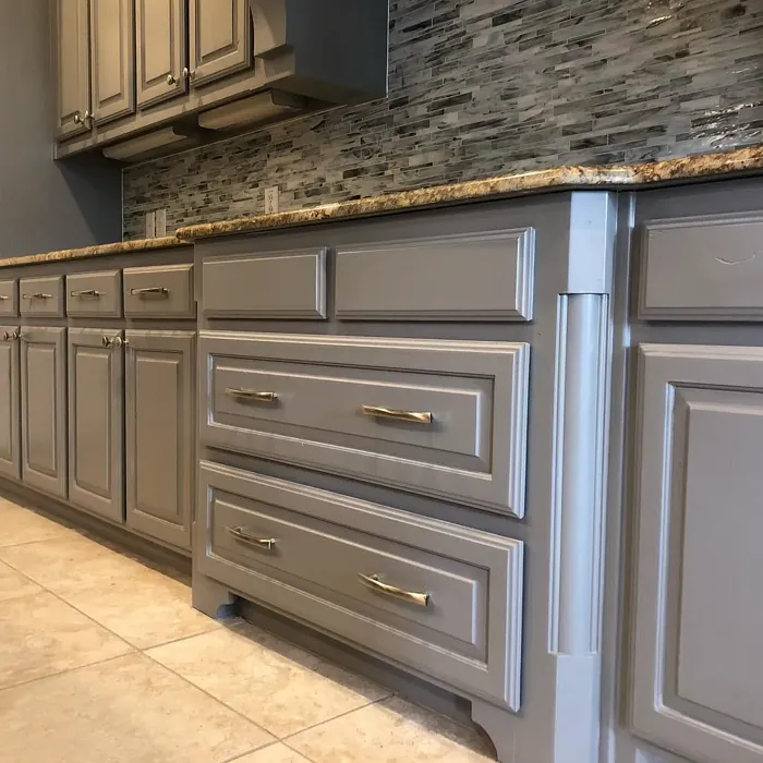 SW Gray Shingle kitchen cabinets paint
