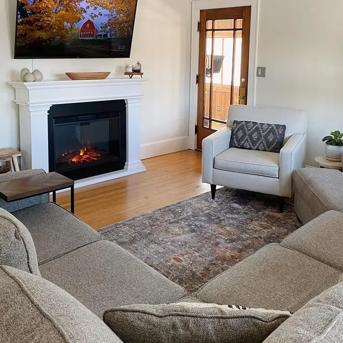 Sherwin Williams Greek Villa living room fireplace interior
