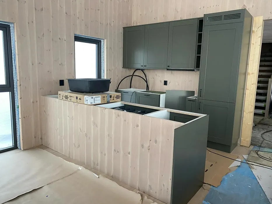 Jotun Green Marble kitchen cabinets 