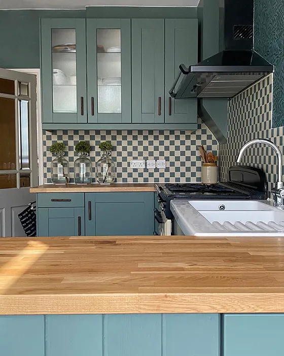 Farrow and Ball Green Smoke kitchen cabinets picture
