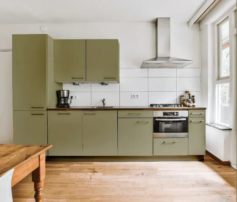 Sherwin Williams Green Sprout kitchen cabinets