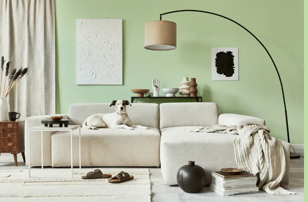Sherwin Williams Green Vibes cozy living room